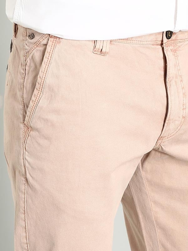Indian Terrain Men's Slim Fit Solid Pink Trousers